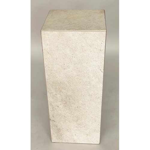 299 - MARBLE PLINTH, 1970's Italian travertine marble, 31cm x 31cm x 76cm H.