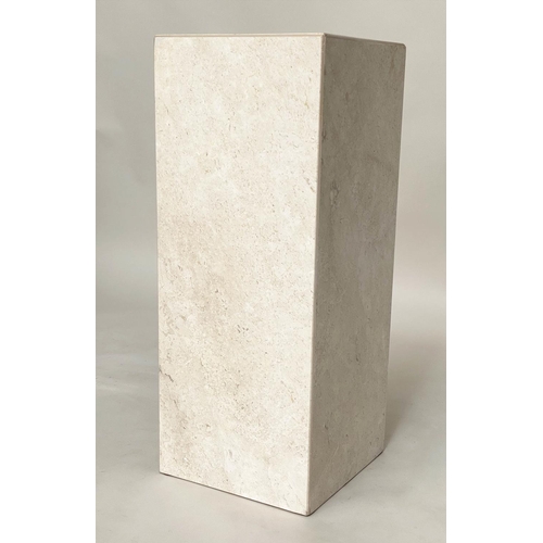 299 - MARBLE PLINTH, 1970's Italian travertine marble, 31cm x 31cm x 76cm H.