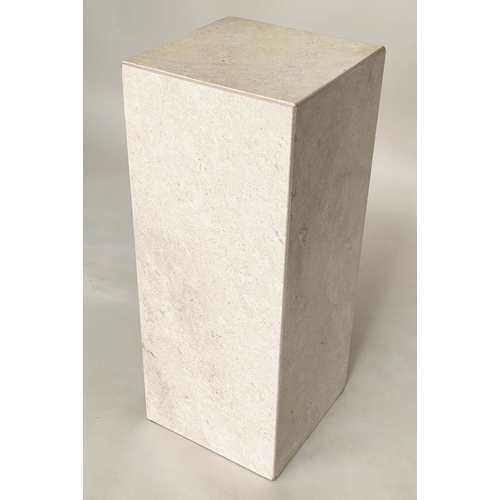 299 - MARBLE PLINTH, 1970's Italian travertine marble, 31cm x 31cm x 76cm H.