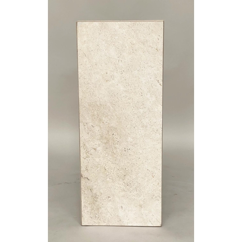 299 - MARBLE PLINTH, 1970's Italian travertine marble, 31cm x 31cm x 76cm H.