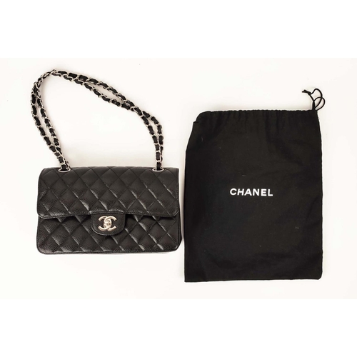 31 - CHANEL TIMELESS CLASSIC SMALL 2.55 DOUBLE FLAP BAG, black caviar leather with black leather lining, ... 