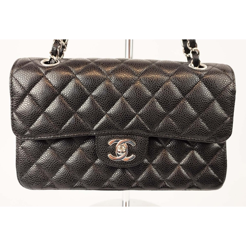 31 - CHANEL TIMELESS CLASSIC SMALL 2.55 DOUBLE FLAP BAG, black caviar leather with black leather lining, ... 