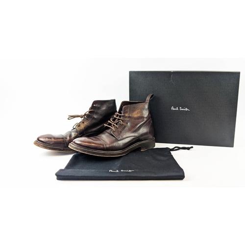 32 - PAUL SMITH MEN'S BOOTS, brown leather, made in Italy, stitched toe caps, grosgrain heel pulls, EU si... 