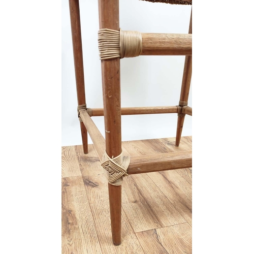 328 - BAR STOOL, 65cm 50cm x 109cm, 1970s Italian style, wicker seat.