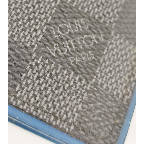 33 - LOUIS VUITTON POCKET ORGANISER, damier graphite coated canvas with blue blue leather lining, 7.5cm x... 