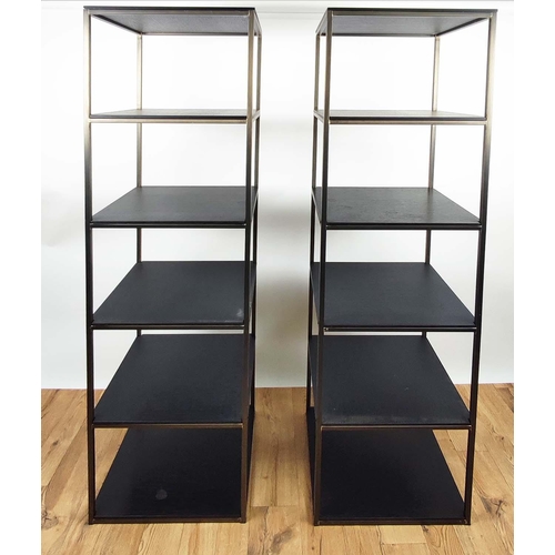 330 - MERIDIANI HARDY BOOKCASES, a pair, by Andrea Parisio, 186cm high, 45cm wide, each with six wooden ti... 