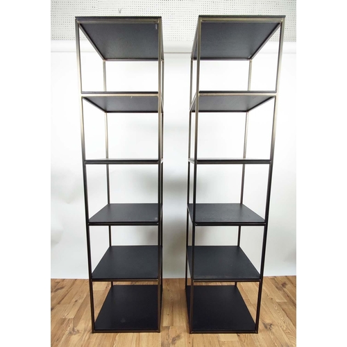 330 - MERIDIANI HARDY BOOKCASES, a pair, by Andrea Parisio, 186cm high, 45cm wide, each with six wooden ti... 