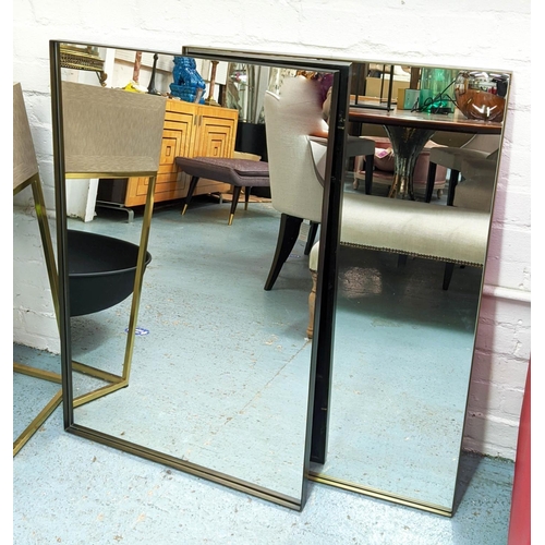 348 - WALL MIRRORS, a pair, 90cm x 60cm, gilt metal frames. (2)