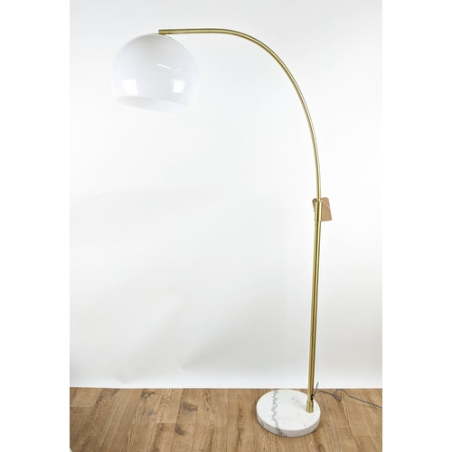 349 - FLOOR LAMP, 1960's Italian style design, perspex shade, gilt metal, stone base, 164.5cm H.