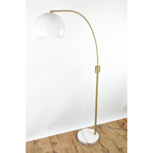 349 - FLOOR LAMP, 1960's Italian style design, perspex shade, gilt metal, stone base, 164.5cm H.