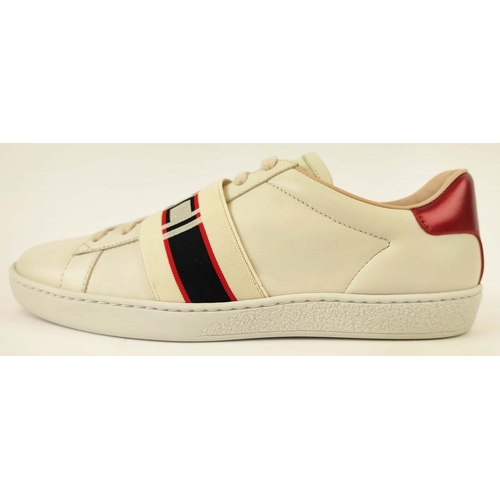 4 - GUCCI TRAINERS, elastic band with 'Gucci' imprinted, heel tabs with logo, size 38 EU.