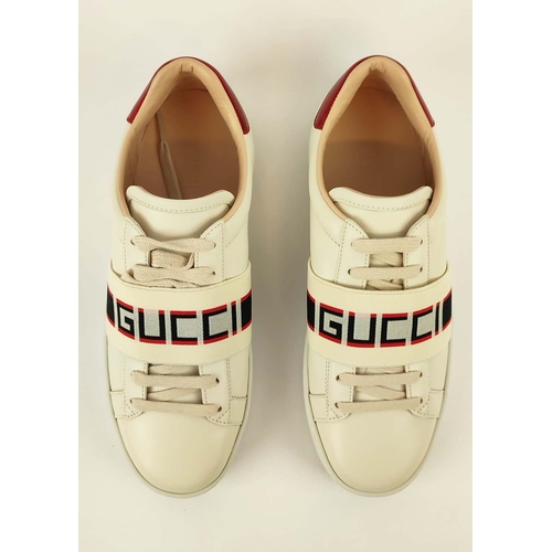 4 - GUCCI TRAINERS, elastic band with 'Gucci' imprinted, heel tabs with logo, size 38 EU.