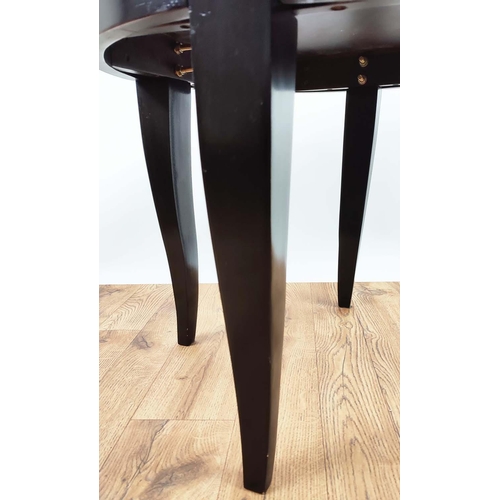 430 - SIDE TABLES, a pair, ebonised, each with a circular top, 60cm diam x 52cm H. (2)