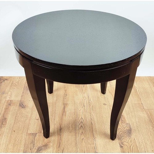 430 - SIDE TABLES, a pair, ebonised, each with a circular top, 60cm diam x 52cm H. (2)