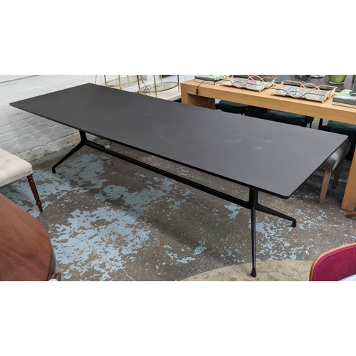 432 - DINING TABLE, 280cm x 90cm x 72.5cm, 1960s Italian style, black painted.