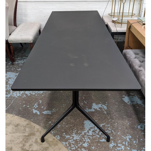 432 - DINING TABLE, 280cm x 90cm x 72.5cm, 1960s Italian style, black painted.