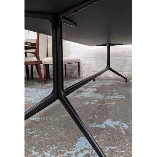 432 - DINING TABLE, 280cm x 90cm x 72.5cm, 1960s Italian style, black painted.