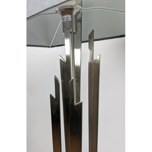 434 - TABLE LAMPS, a pair, contemporary, polished metal with shades, 74cm H. (2)