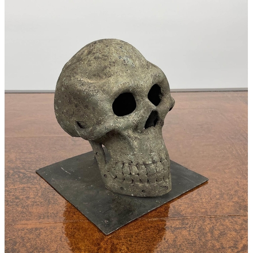 44 - BENIN BRONZE SKULL, Nigerian. 23cm H