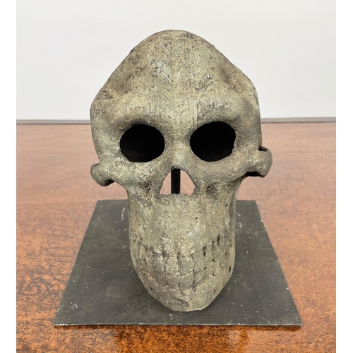 44 - BENIN BRONZE SKULL, Nigerian. 23cm H