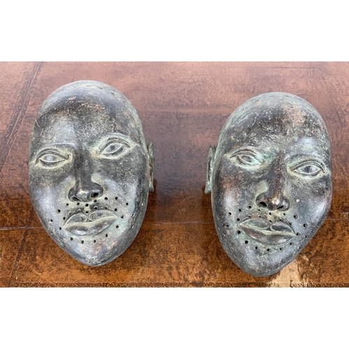 46 - IFEE BRONZE HEADS, a pair, Nigeria. 35CM L (2)