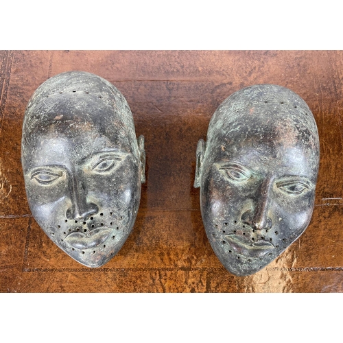 46 - IFEE BRONZE HEADS, a pair, Nigeria. 35CM L (2)