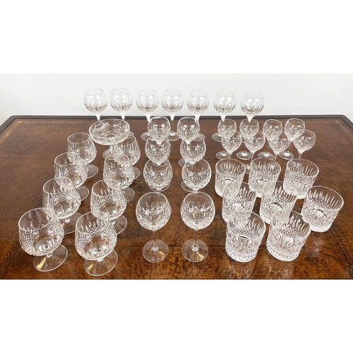 53 - STUART 'MANHATTAN' CUT CRYSTAL GLASSES, comprising eight whiskey, eight sherry, eight white wine, se... 