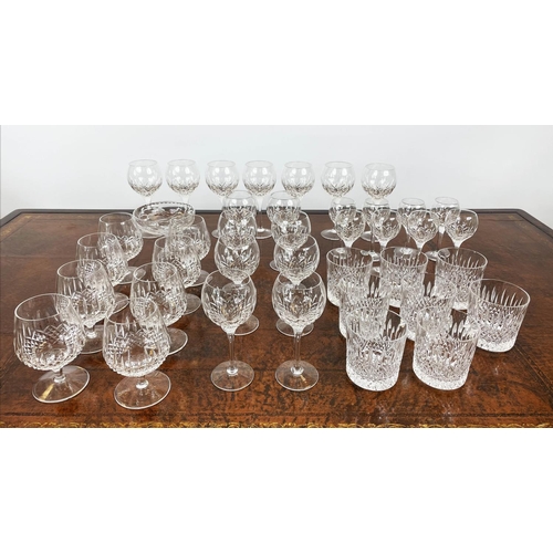 53 - STUART 'MANHATTAN' CUT CRYSTAL GLASSES, comprising eight whiskey, eight sherry, eight white wine, se... 