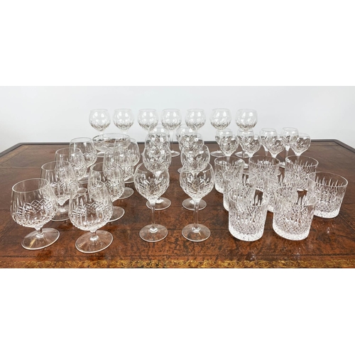 53 - STUART 'MANHATTAN' CUT CRYSTAL GLASSES, comprising eight whiskey, eight sherry, eight white wine, se... 