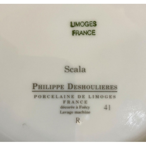 54 - PHILIPPE DESHOULIERES DINNER SERVICE, 'Scala' Limoges, a twelve place setting, comprising twelve blu... 