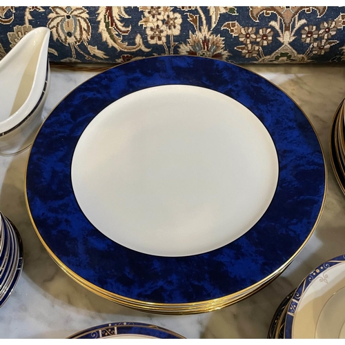 54 - PHILIPPE DESHOULIERES DINNER SERVICE, 'Scala' Limoges, a twelve place setting, comprising twelve blu... 