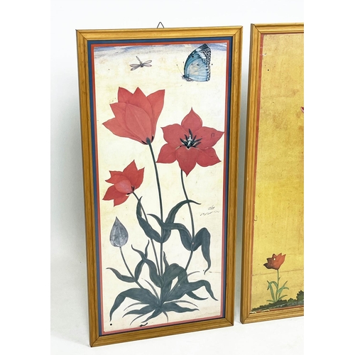 58 - BOTANICAL TULIP PRINTS, two, 17th/18th century Mughal style, largest 89cm x 58cm, framed. (2)