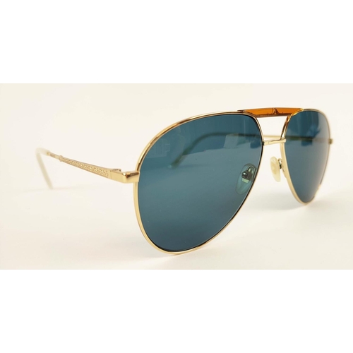 6 - GUCCI SUNGLASSES, gold tone and mother of pearl style arms, with amber coloured front detailing, wit... 