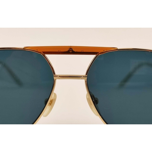 6 - GUCCI SUNGLASSES, gold tone and mother of pearl style arms, with amber coloured front detailing, wit... 