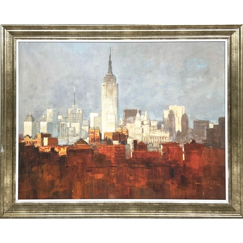 80 - JOHN HASKINS (born 1938) 'New York', giclee on canvas, 74cm x 98cm, framed.