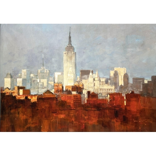 80 - JOHN HASKINS (born 1938) 'New York', giclee on canvas, 74cm x 98cm, framed.