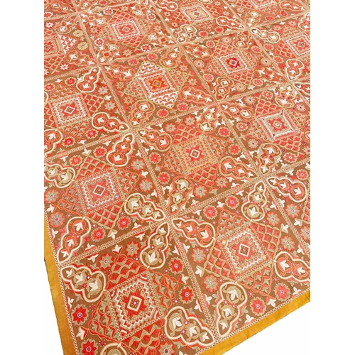 88 - ANTIQUE SILK SUZANI, 260cm x 220cm.