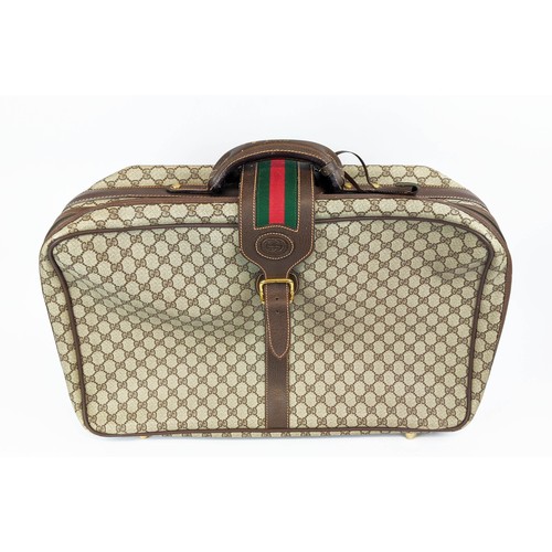 25A - GUCCI VINTAGE SUITCASE, buckle closure with iconic green and red web detailing, leather top handle, ... 