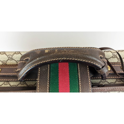 25A - GUCCI VINTAGE SUITCASE, buckle closure with iconic green and red web detailing, leather top handle, ... 