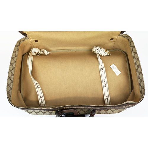 25A - GUCCI VINTAGE SUITCASE, buckle closure with iconic green and red web detailing, leather top handle, ... 