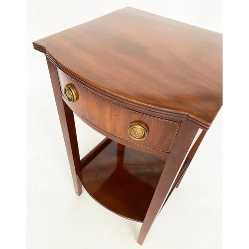 147 - BEDSIDE/LAMP TABLES, a pair, George III design flame mahogany and crossbanded each with drawer and u... 