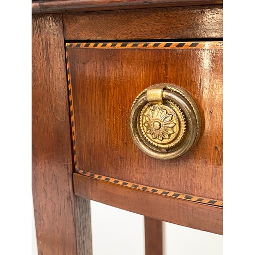 147 - BEDSIDE/LAMP TABLES, a pair, George III design flame mahogany and crossbanded each with drawer and u... 