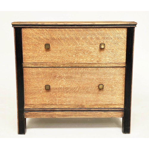 237 - ART DECO CHESTS, a pair, limed oak each with two drawers and ebonised detail, 60cm x 63cm H x 43cm. ... 