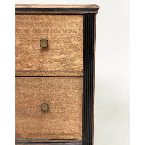 237 - ART DECO CHESTS, a pair, limed oak each with two drawers and ebonised detail, 60cm x 63cm H x 43cm. ... 