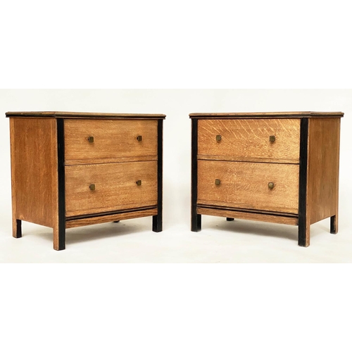 237 - ART DECO CHESTS, a pair, limed oak each with two drawers and ebonised detail, 60cm x 63cm H x 43cm. ... 