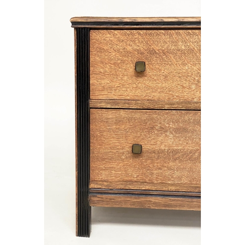 237 - ART DECO CHESTS, a pair, limed oak each with two drawers and ebonised detail, 60cm x 63cm H x 43cm. ... 