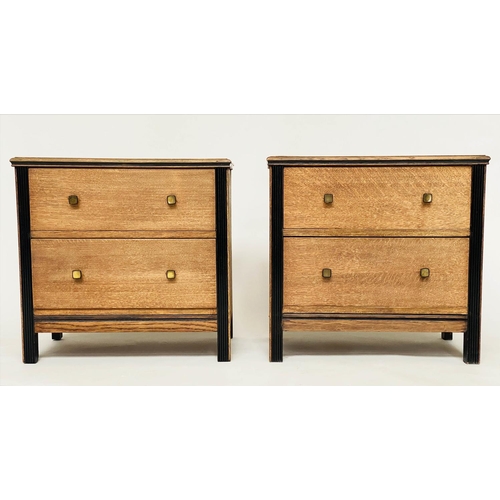 237 - ART DECO CHESTS, a pair, limed oak each with two drawers and ebonised detail, 60cm x 63cm H x 43cm. ... 