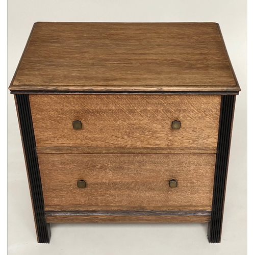 237 - ART DECO CHESTS, a pair, limed oak each with two drawers and ebonised detail, 60cm x 63cm H x 43cm. ... 