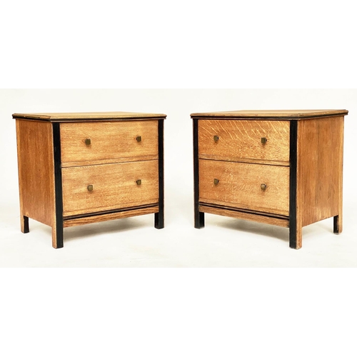 237 - ART DECO CHESTS, a pair, limed oak each with two drawers and ebonised detail, 60cm x 63cm H x 43cm. ... 