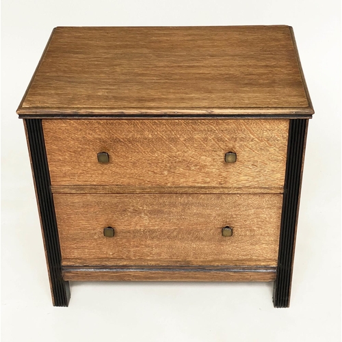 237 - ART DECO CHESTS, a pair, limed oak each with two drawers and ebonised detail, 60cm x 63cm H x 43cm. ... 